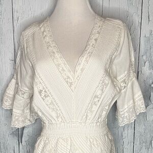 LoveShackFancy Calamina Lace Mini Dress | Bright White Bright White / L